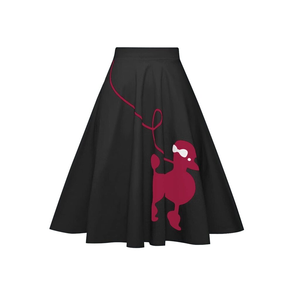 6233 Poodle Skirt 50s Vintage Pleated A-line Zipper Skirts Black S